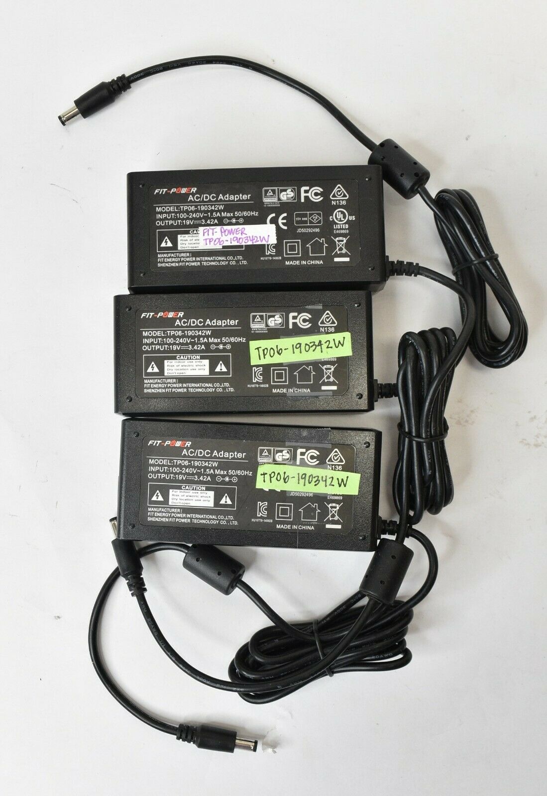 Lot of 3 Fit Energy Power AC/DC Power Supply Adapter TP06-190342W 19V 3.42A Type: AC/DC Adapter Connection Split/Dupl Lot of 3 Fit Energy Power AC/DC Power Supply Adapter TP06-190342W 19V 3.42A Type: AC/DC Adapter Connection Split/Dupl